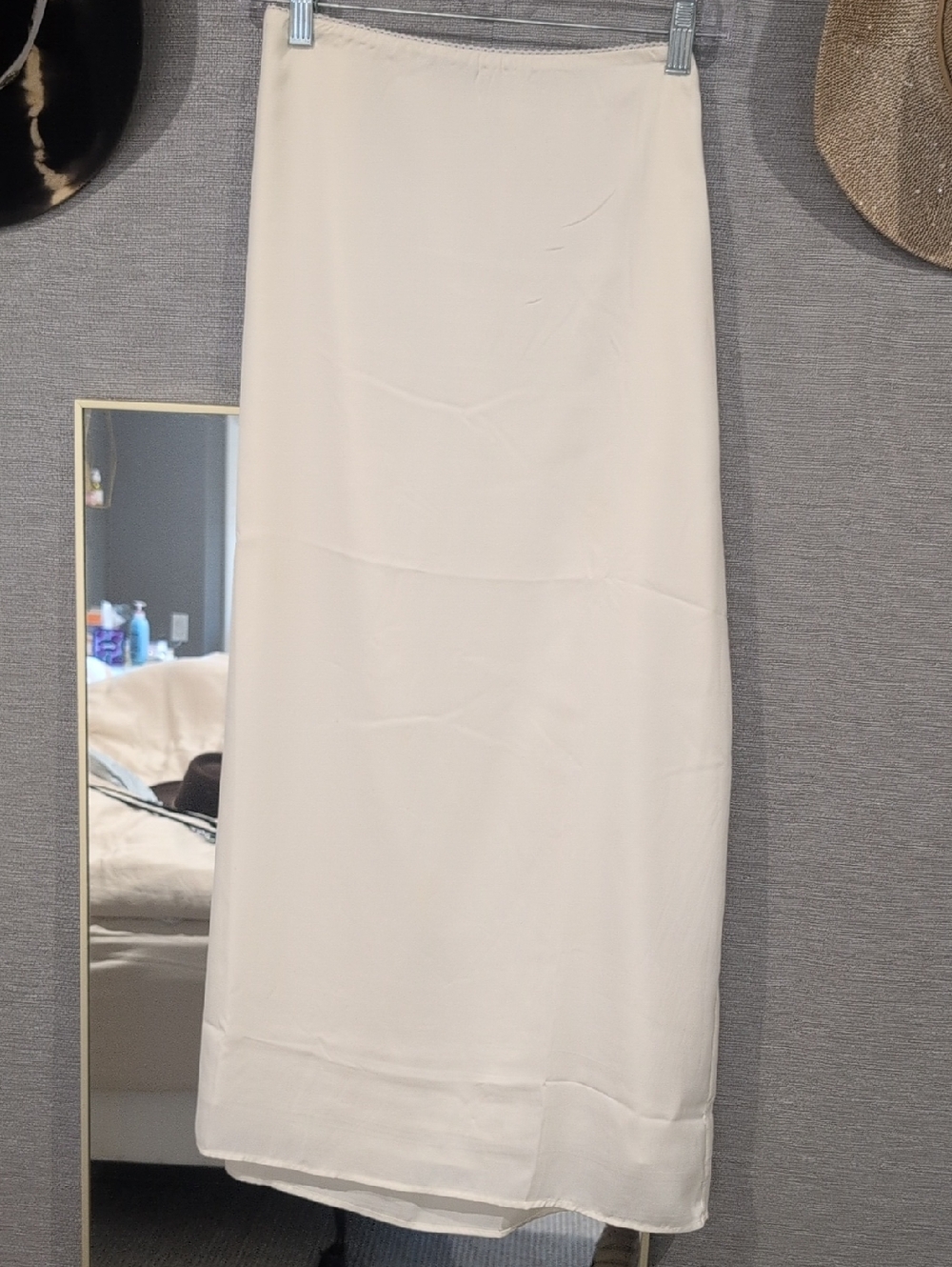 American Eagle Cream Straight Midi Skirt